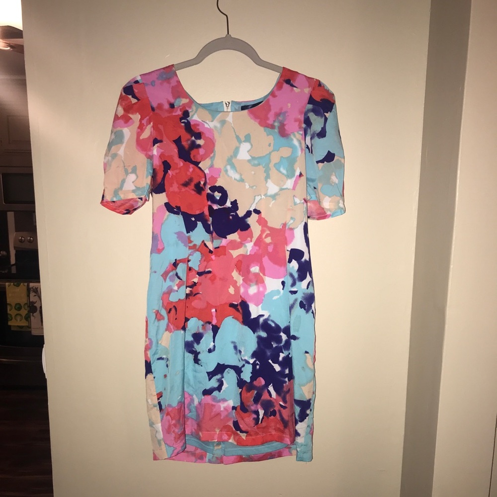 Pink, blue, and cream contrast Mini Dress